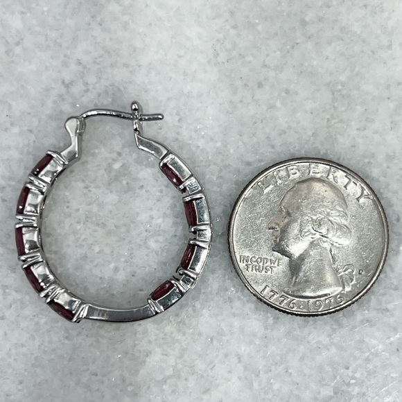 Orissa Rhodolite Garnet Silver Inside Out Hoops - Picture 12 of 12